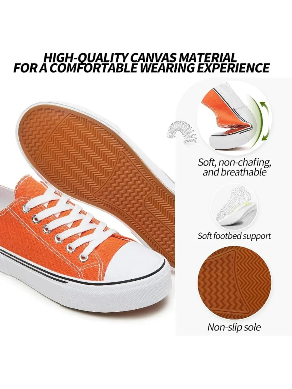 Women's Orange Lightweight Low Top Lace Up Casual Fashion Walking Sneakers
